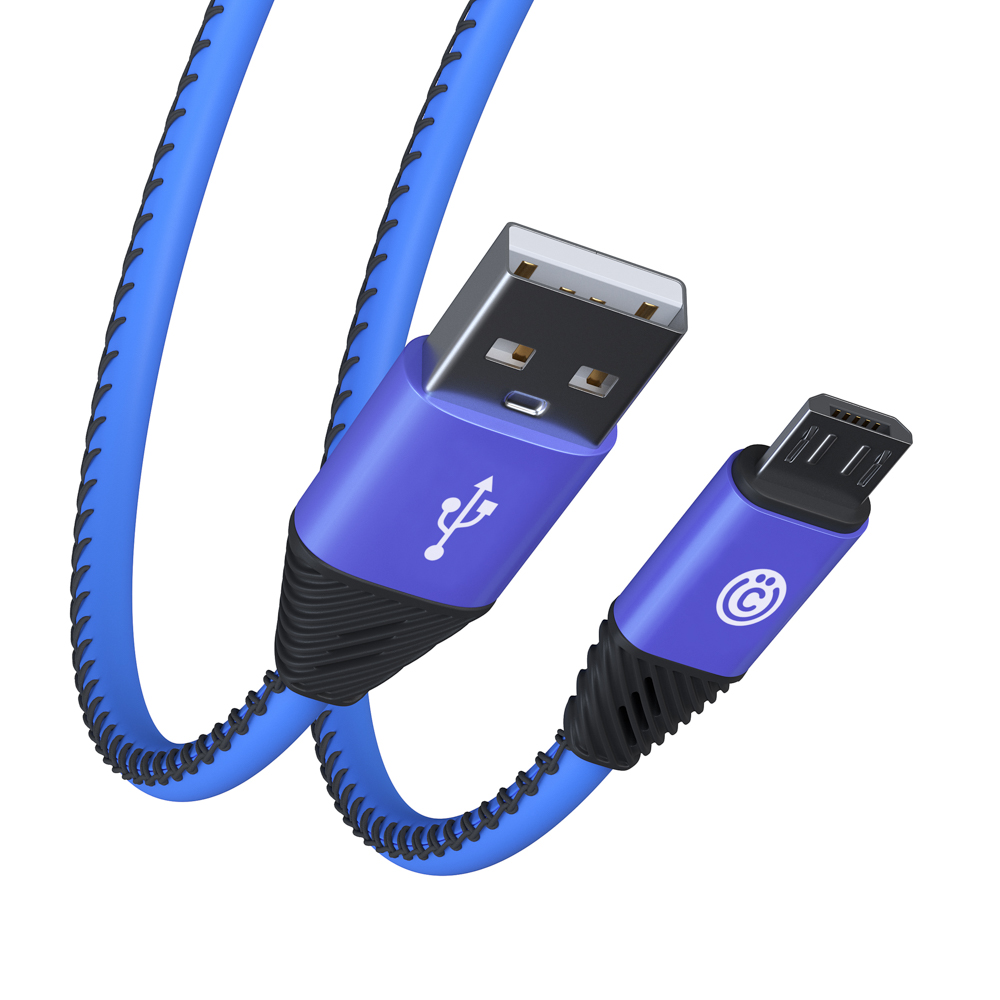 ВСЁГАЗИН Кабель для зарядки Премиум Micro USB, 1м, 2А, кожаная оплётка, синий, арт.№ 931-278