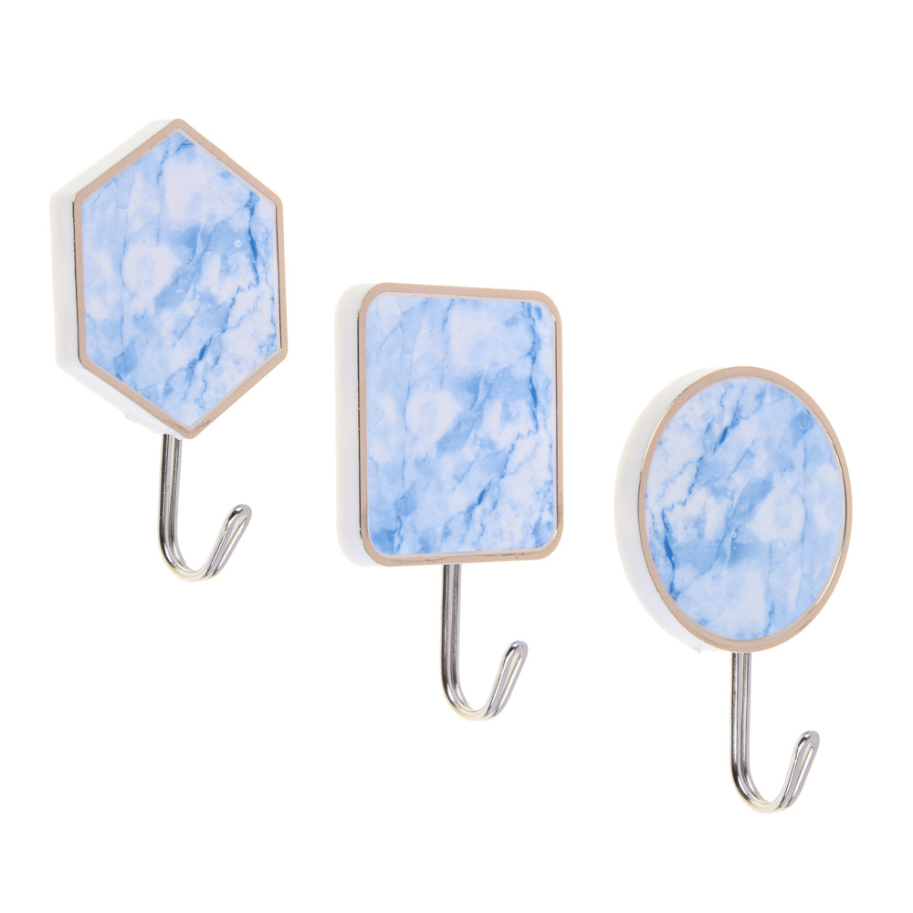 VETTA Крючки самоклеящиеся "Голубой мрамор", 2шт., пластик, металл, арт.№ 440-008