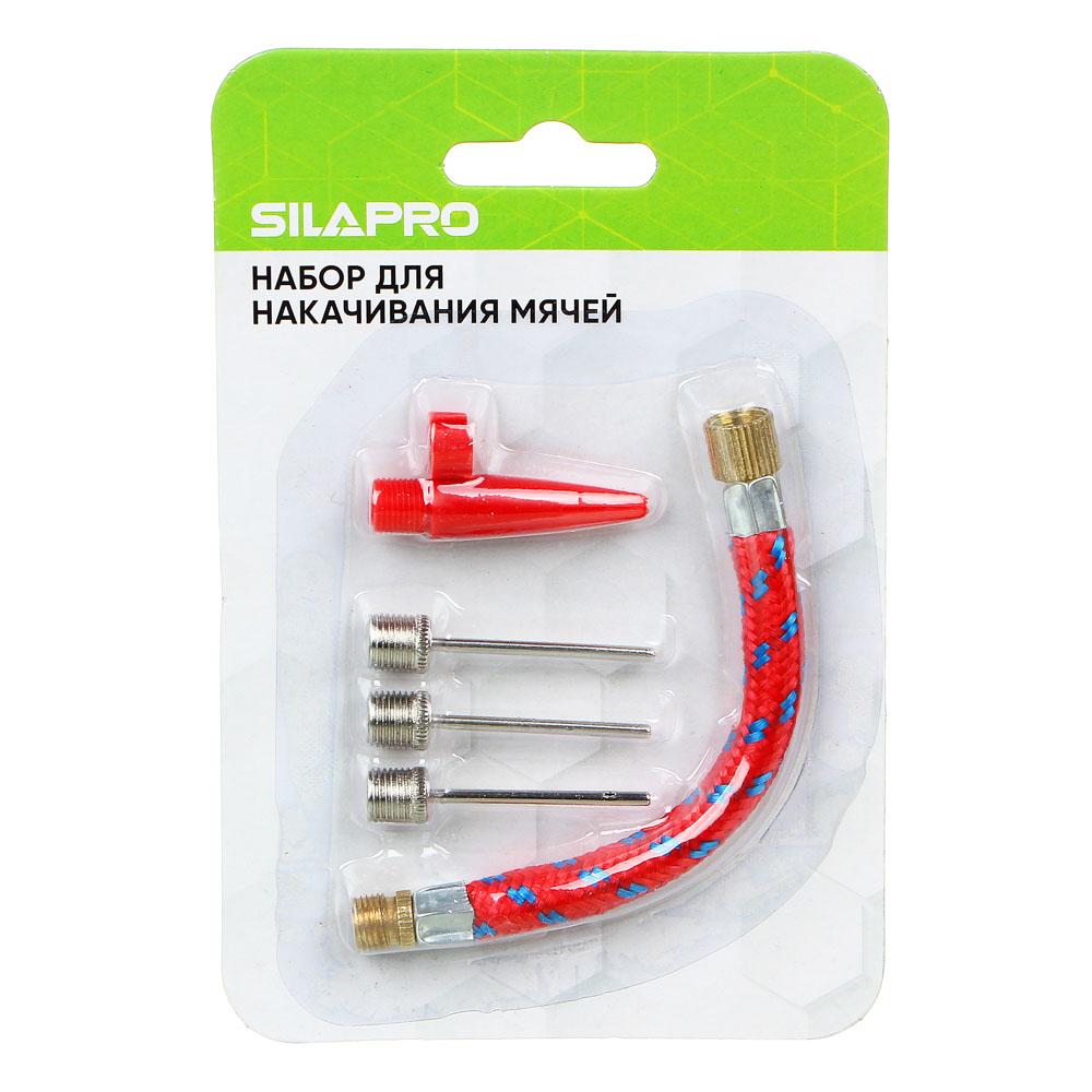 SILAPRO Набор для накачивания мячей (3 иглы, шланг, колпачок), арт.№ 133-015