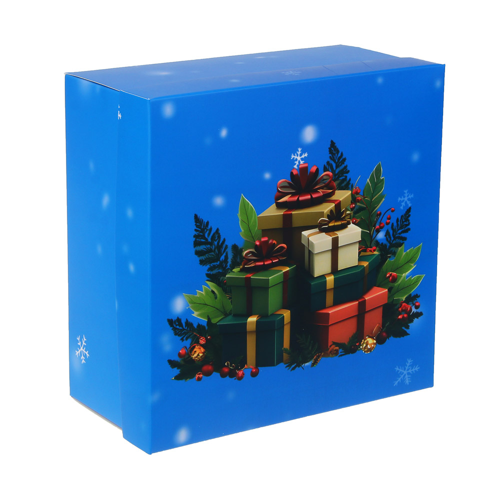 Коробка складная, 19,5x19,5x9,5см, бумага, арт.1, 4 дизайна, арт.№ 207-236