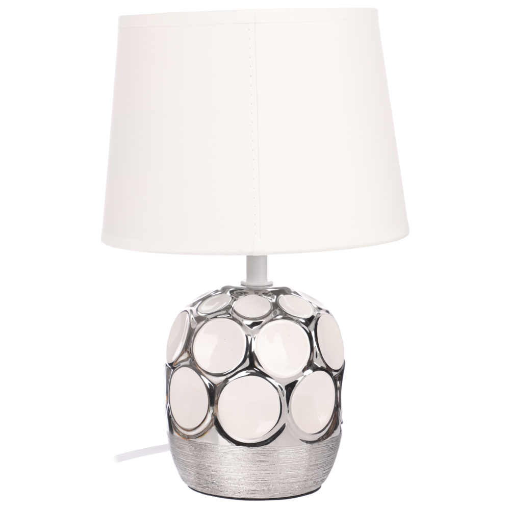 Светильник переносной настольный BY Патры, 40Вт, 28 см, Е14, 230В, керамика, текстиль, белый, арт.№ 222-042