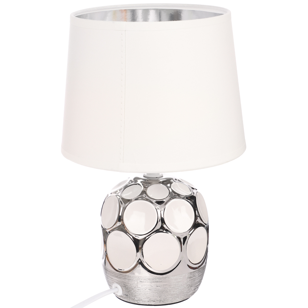 Светильник переносной настольный BY Патры, 40Вт, 28 см, Е14, 230В, керамика, текстиль, белый, арт.№ 222-042