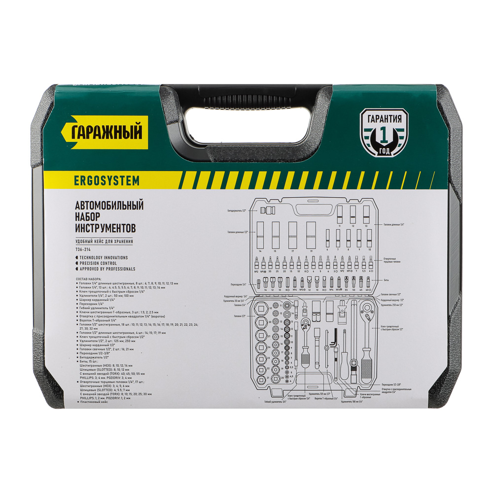 Набор инструментов 94 предмета "Гаражный", арт.№ 736-214