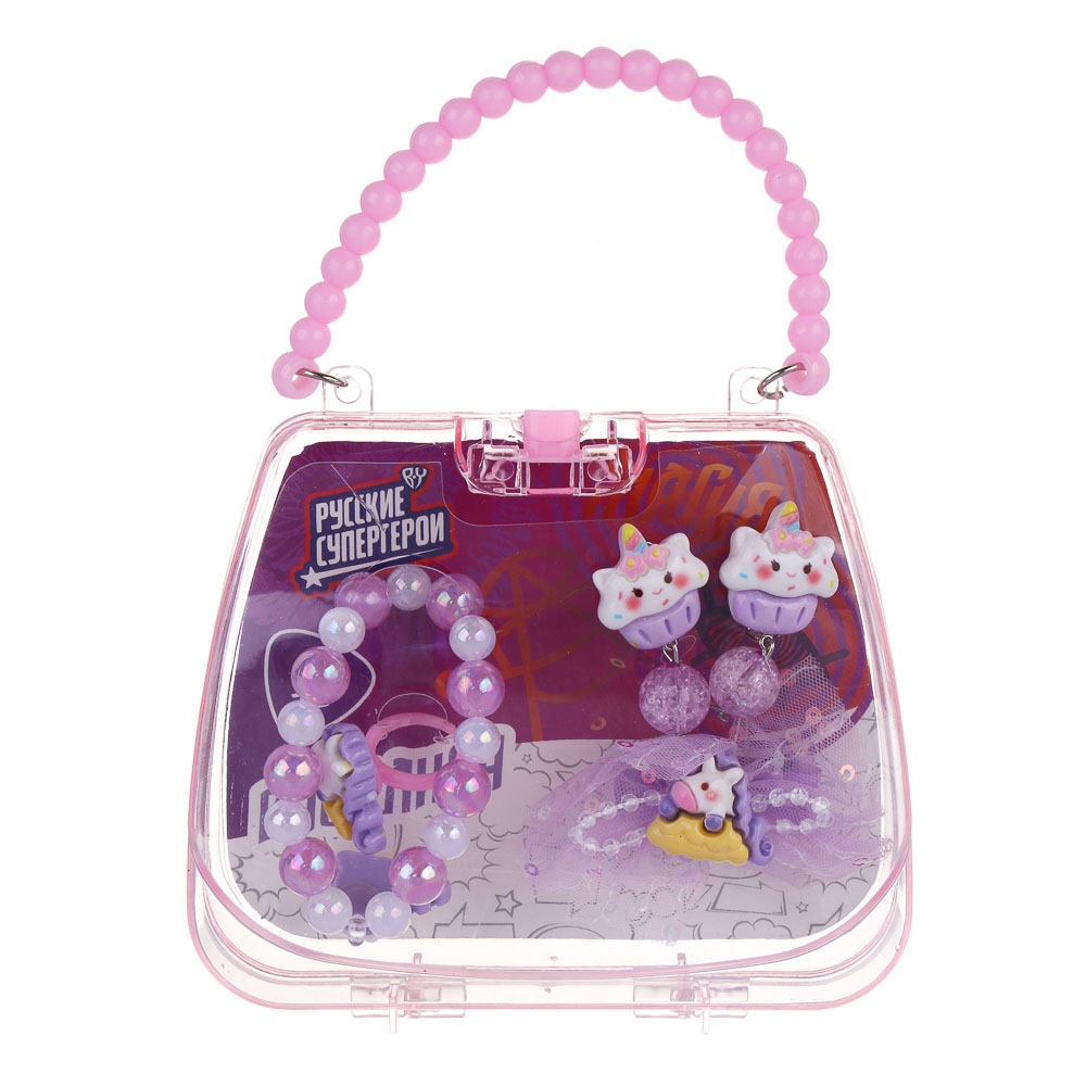 Набор детской бижутерии BY Русские супергерои: браслет, кольцо, клипсы, заколка, 3 дизайна, арт.№ 316-373