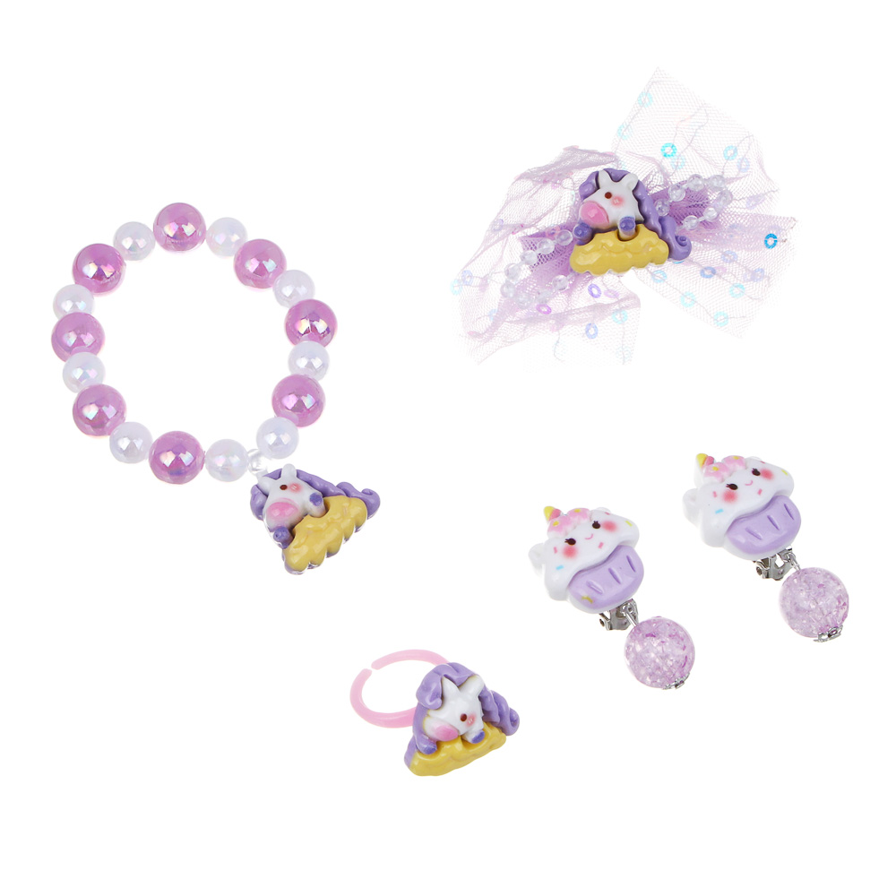 Набор детской бижутерии BY Русские супергерои: браслет, кольцо, клипсы, заколка, 3 дизайна, арт.№ 316-373