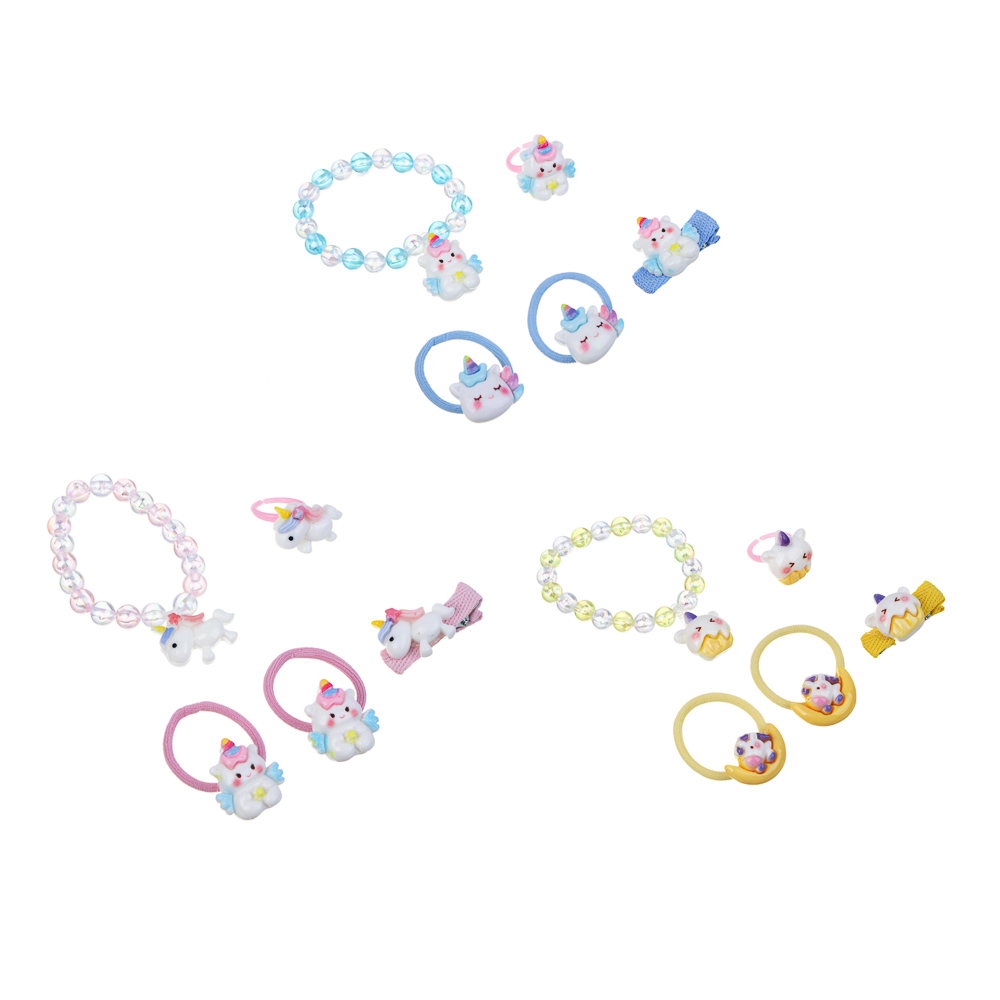 Набор детской бижутерии BY Русские супергерои: браслет, кольцо, резинки 2шт, заколка, 3 дизайна, арт.№ 316-374