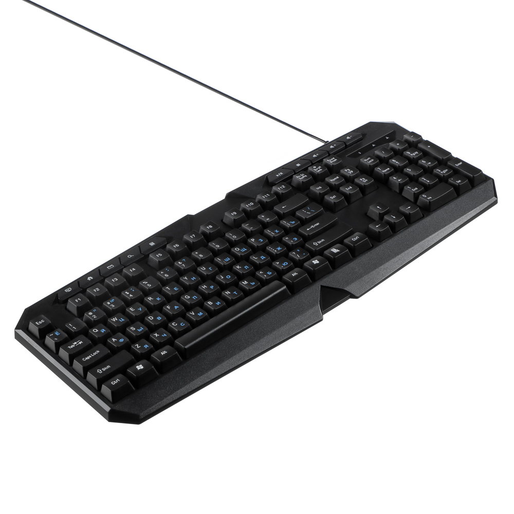 Клавиатура мембранная BY 114кл., Rainbow подсветка, синяя кириллица, кабель 165см, чёрный, арт.№ 405-114