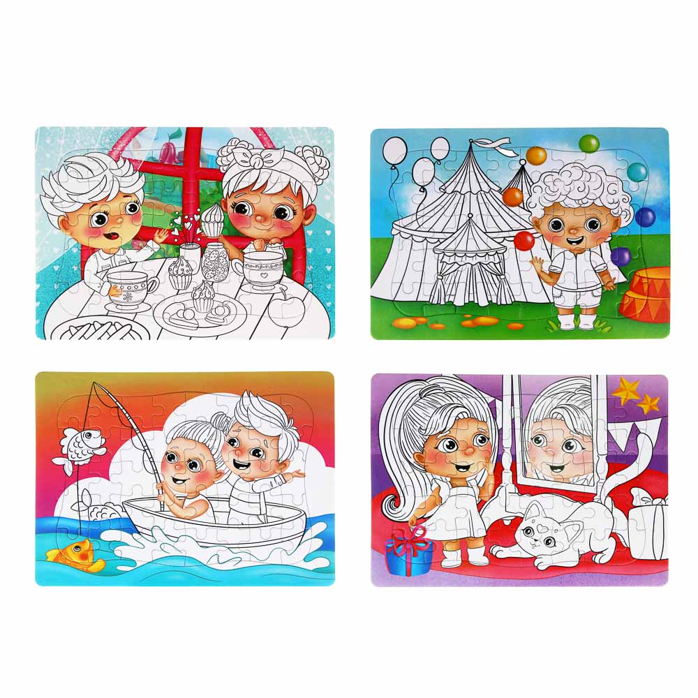 Малыши из Лиландии Пазлы для раскрашивания, картон, пластик, 6 фломастеров, 40дет., 21х28см, 4 диз, арт.№ 436-113