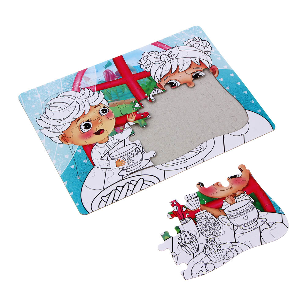 Малыши из Лиландии Пазлы для раскрашивания, картон, пластик, 6 фломастеров, 40дет., 21х28см, 4 диз, арт.№ 436-113