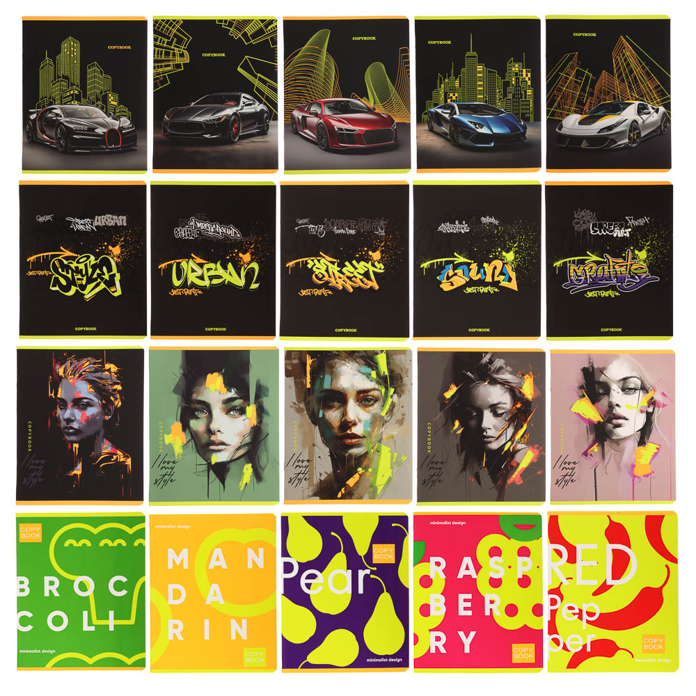 Тетрадь 48л., А5, в клетку, офсет, обл.мел.картон, скрепка, софт тач, микс, арт.№ 578-178