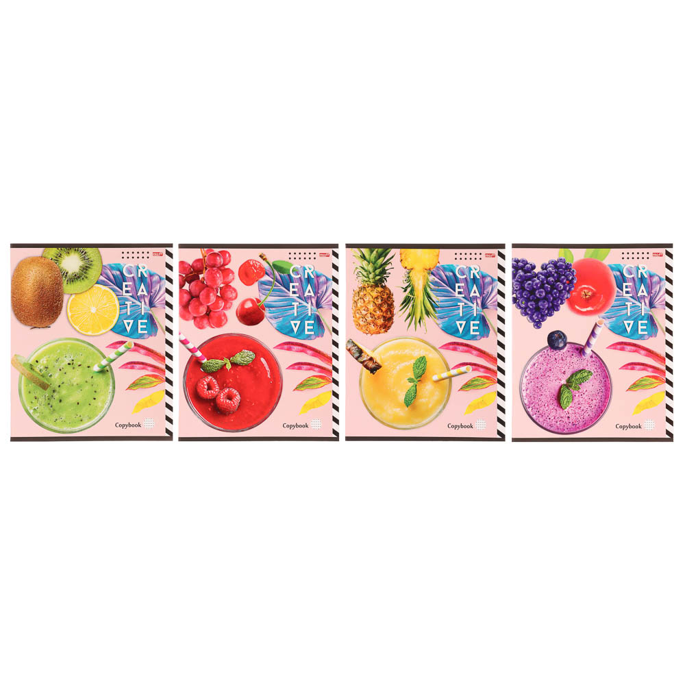 Тетрадь 48л., А5, в клетку, офсет, обл. мел.картон, скрепка, ВД-лак, микс, арт.№ 578-179