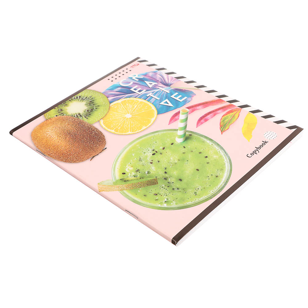 Тетрадь 48л., А5, в клетку, офсет, обл. мел.картон, скрепка, ВД-лак, микс, арт.№ 578-179