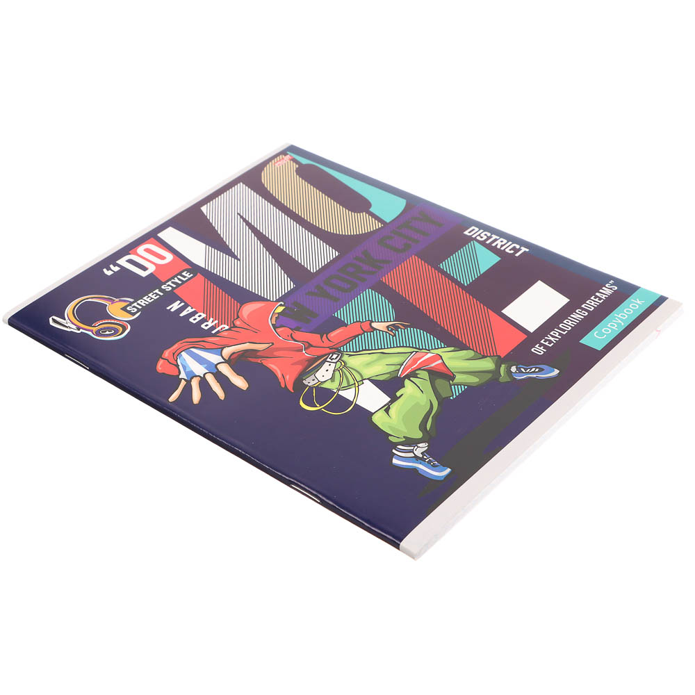 Тетрадь 48л., А5, в клетку, офсет, обл. мел.картон, скрепка, ВД-лак, микс, арт.№ 578-179