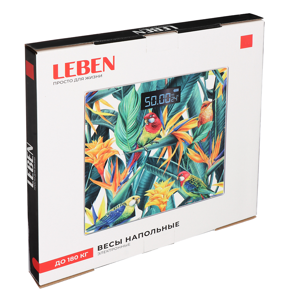 LEBEN Весы напольные электронные "Нежная история", ЖК-дисплей, макс. нагр.до 180кг, 28х28х0,5см, арт.№ 252-092