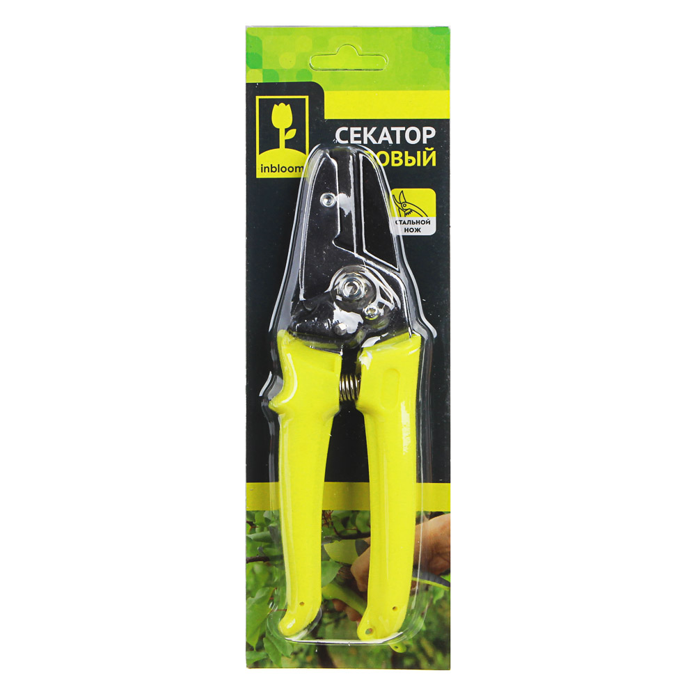 INBLOOM Секатор садовый 190мм, 65М сталь, ПВХ, блокиратор, арт.№ 186-045