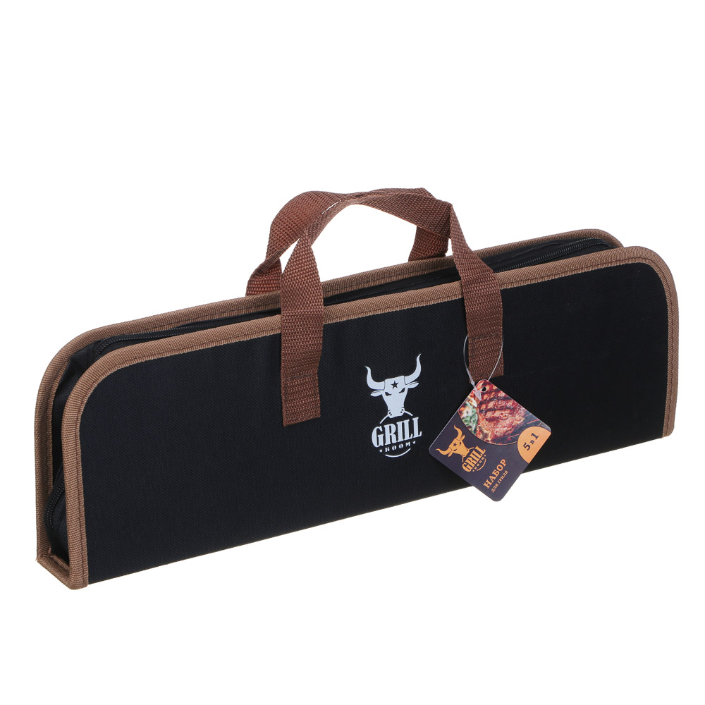 Набор для гриля 5 в 1 тм GRILLBOOM, деревянная ручка, нерж. сталь 2CR13, арт.№ 101-016