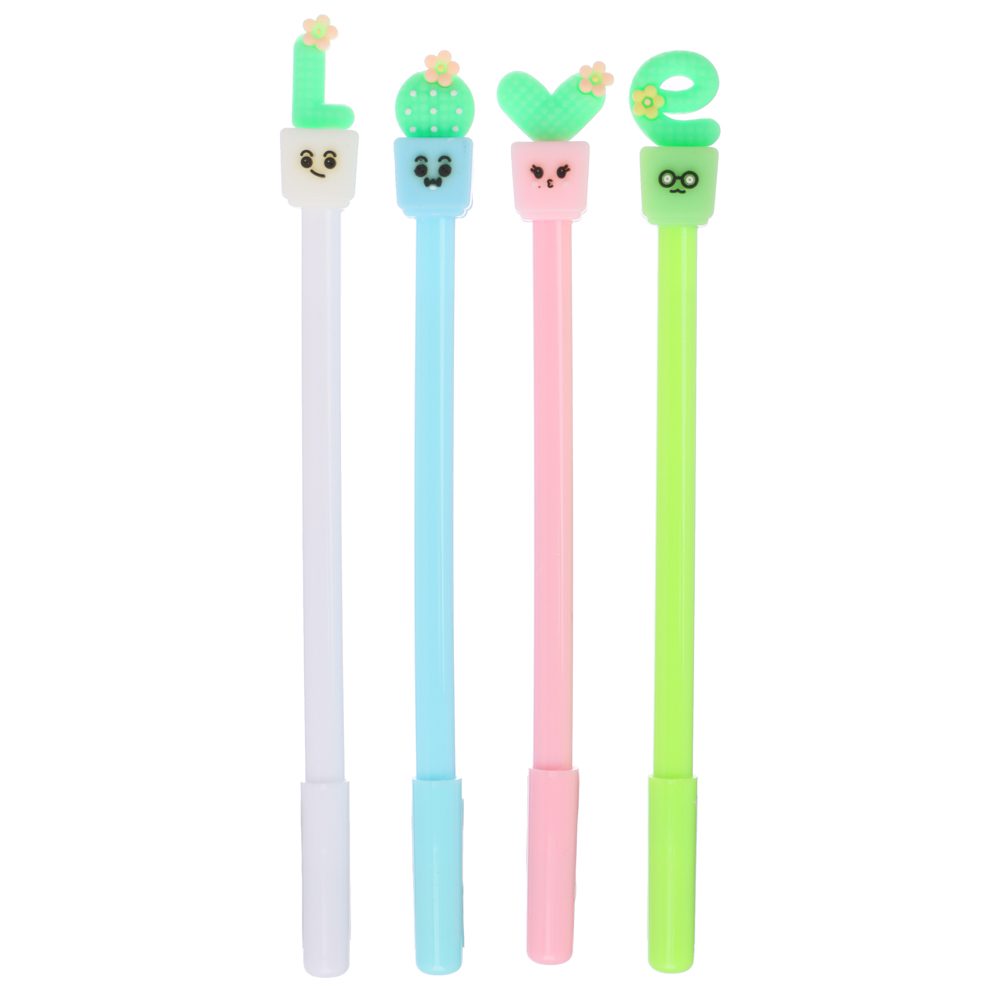 Гелевая ручка "Кактус" в форме буквы "LOVE" 4 дизайна, синяя, 18см, арт.№ 591-144