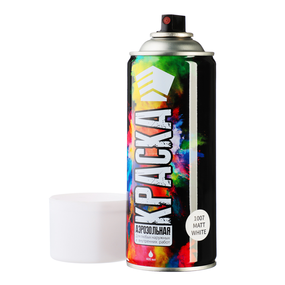 ЕРМАК Краска аэрозоль 400мл, белая, матовая 1007, арт.№ 759-206