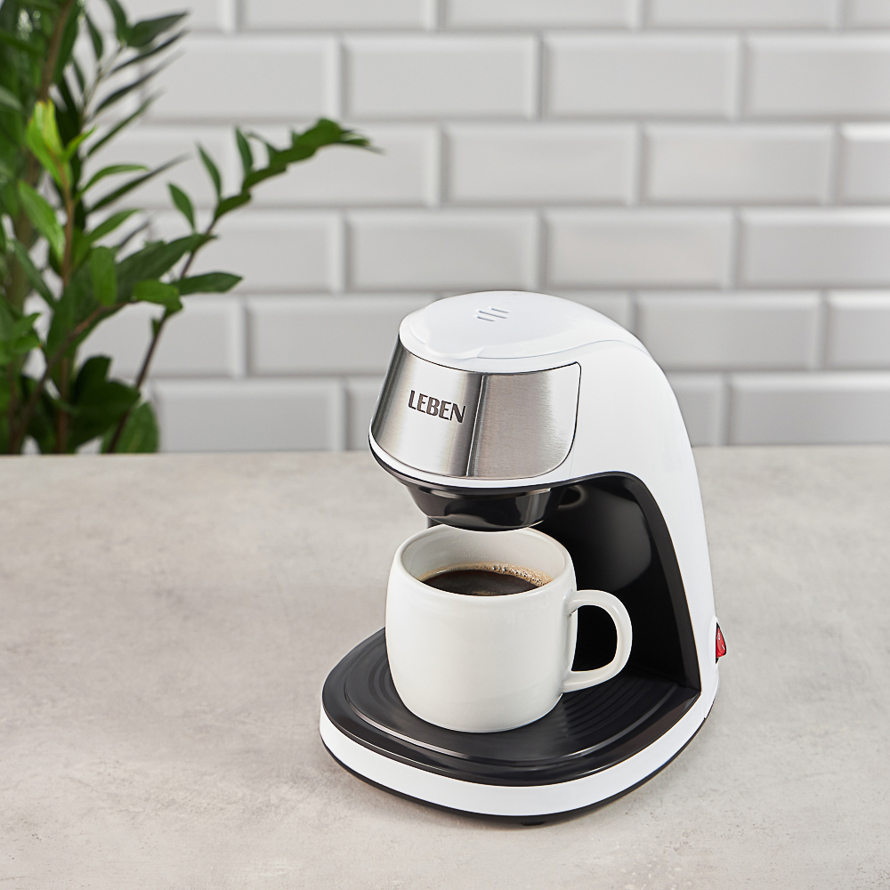 LEBEN Кофеварка капельная 500Вт, 240 мл, керамическая чашка, белый, арт.№ 286-038