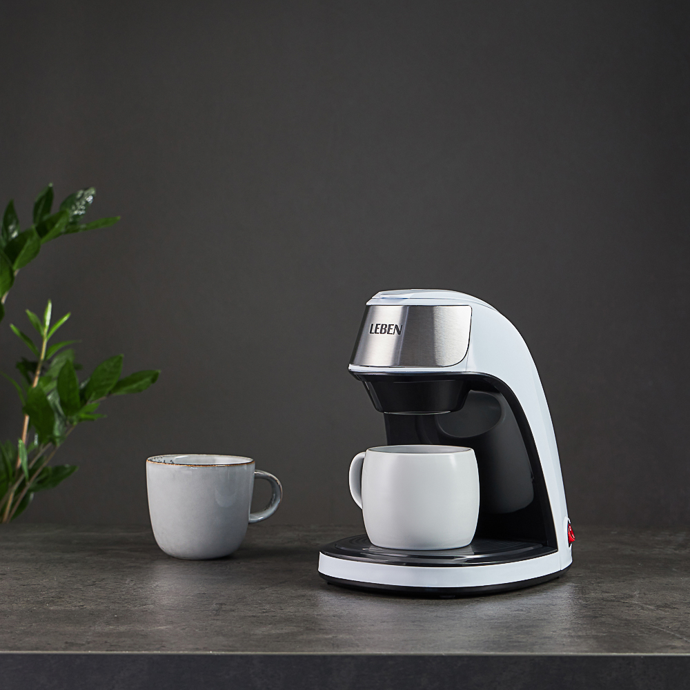 LEBEN Кофеварка капельная 500Вт, 240 мл, керамическая чашка, белый, арт.№ 286-038
