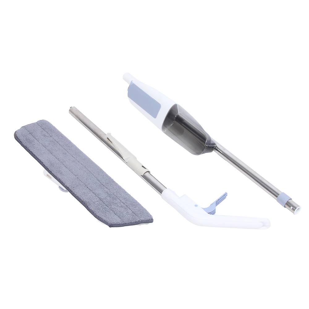 Швабра с распылителем и смен. насадкой тм VETTA, ручка 118см нерж.cталь, насадка микрофибра 41x12см, арт.№ 444-375