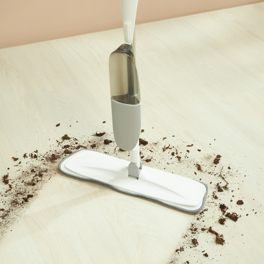 Швабра с распылителем и смен. насадкой тм VETTA, ручка 118см нерж.cталь, насадка микрофибра 41x12см, арт.№ 444-375