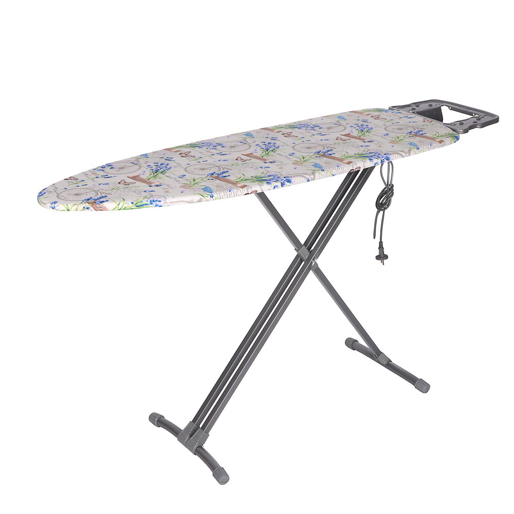 VETTA Доска гладильная 122х40х90см, металл, подставка под утюг с термоустойчивыми вст, удл.1,6м Н10, арт.№ 451-110