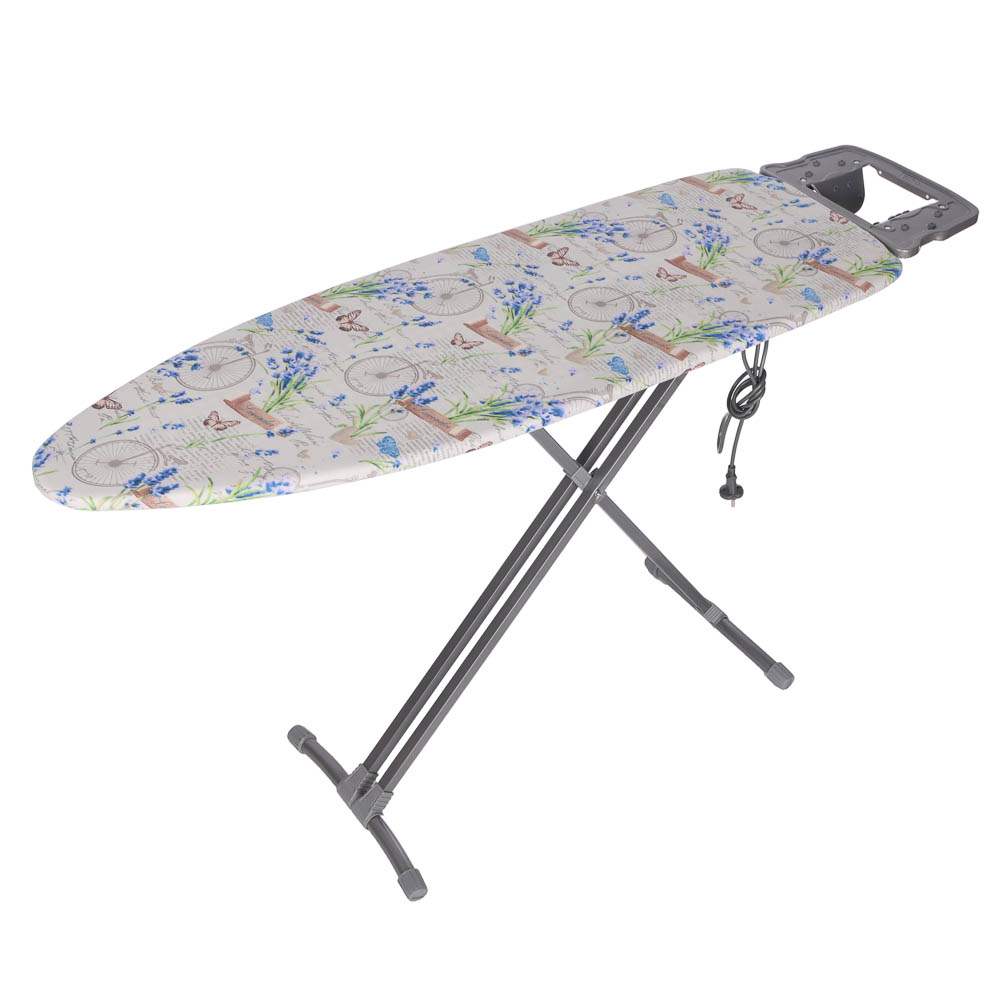 VETTA Доска гладильная 122х40х90см, металл, подставка под утюг с термоустойчивыми вст, удл.1,6м Н10, арт.№ 451-110