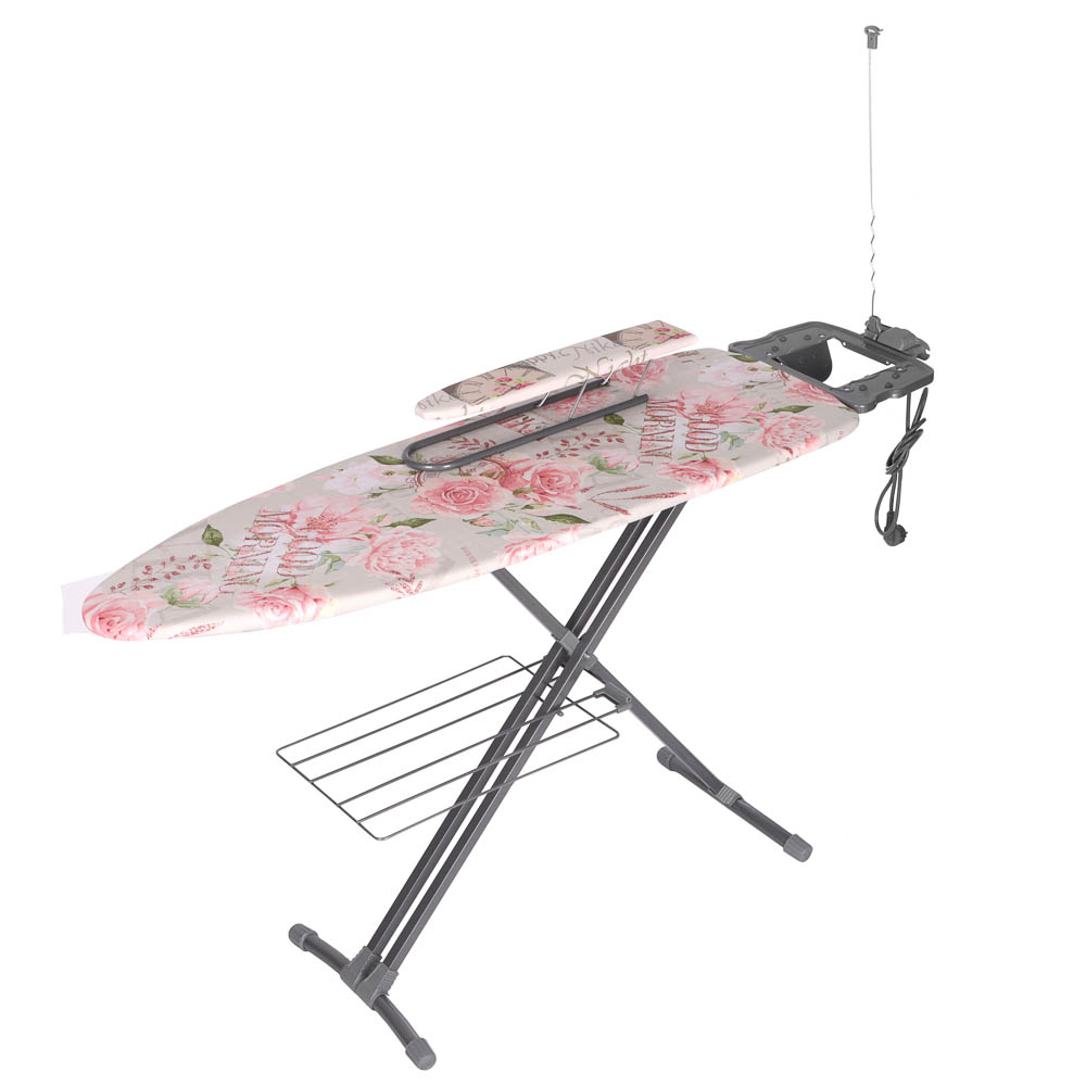 VETTA Доска гладильная 122х40х90см, металл, подставка п/утюг,полка для белья,подрукавник,удл.1,9м Н9, арт.№ 451-111