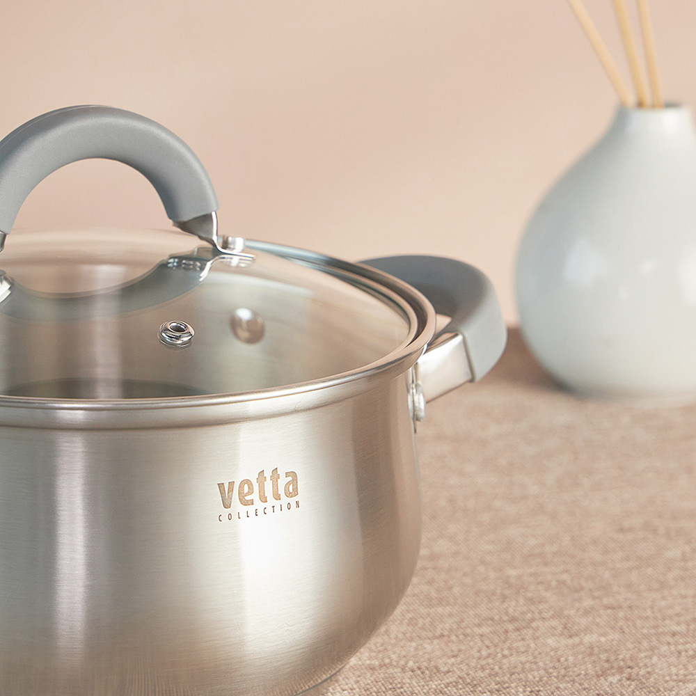 VETTA Вена Кастрюля 24х13,5см. 6,0л. со стекл. крышкой, индукция, арт.№ 822-074