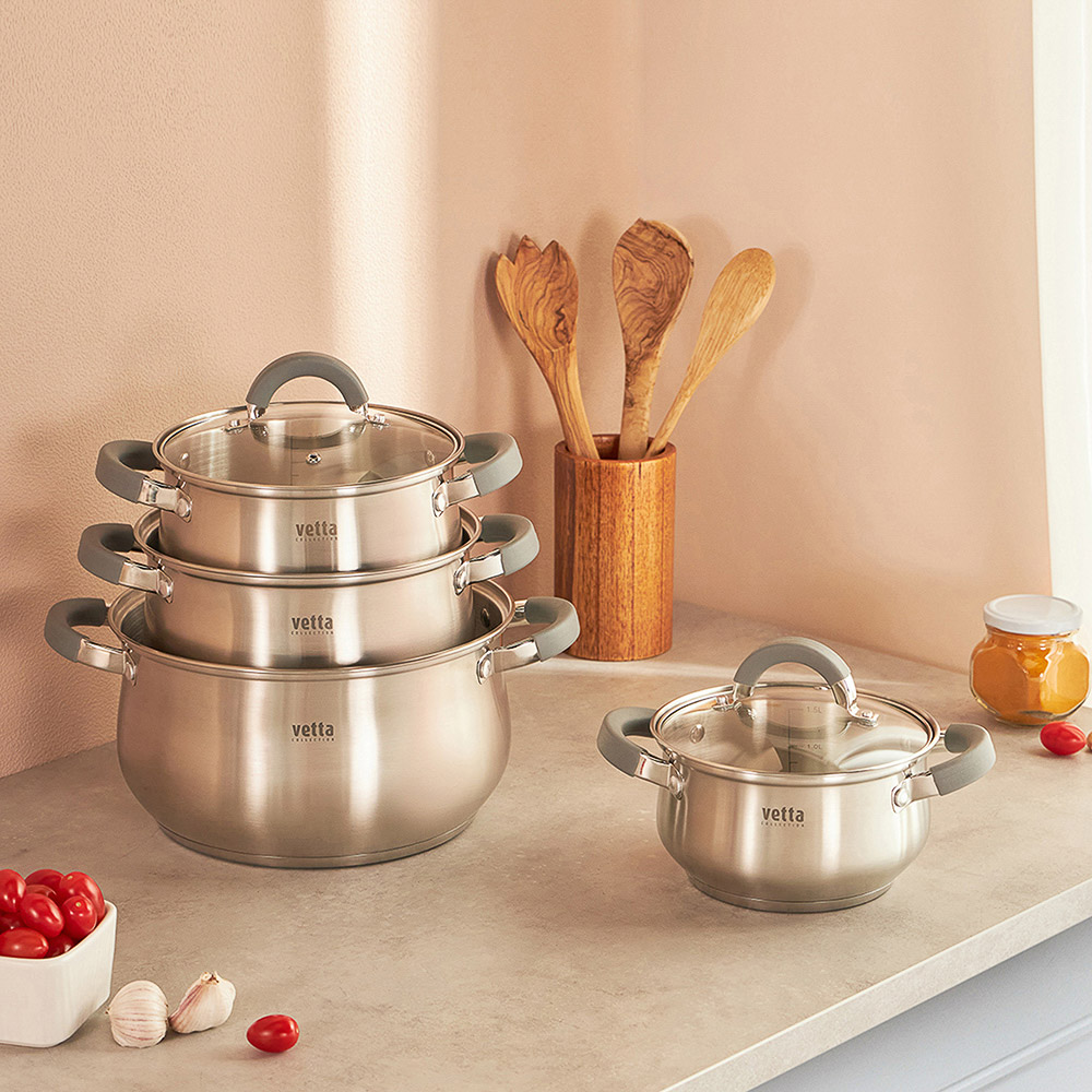 VETTA Вена Кастрюля 24х13,5см. 6,0л. со стекл. крышкой, индукция, арт.№ 822-074