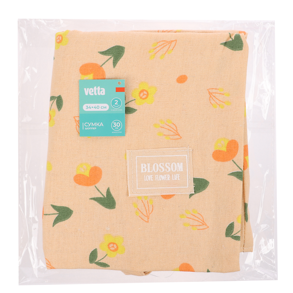 VETTA Сумка двухсторонняя с рисунком цветов и листьев, 34х40 см, арт.№ 467-266