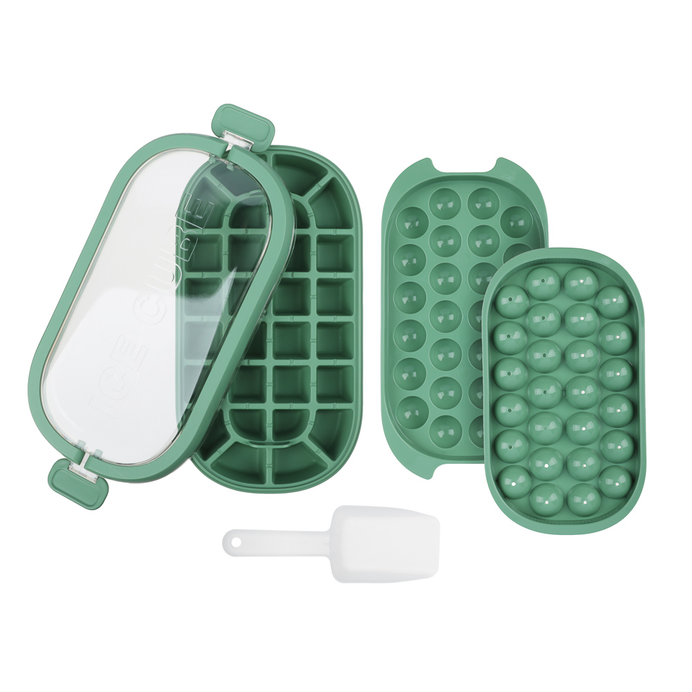 SATOSHI Набор форм для льда с контейнером 23х12х9,5см, 54 ячейки, совок, пластик, арт.№ 856-206