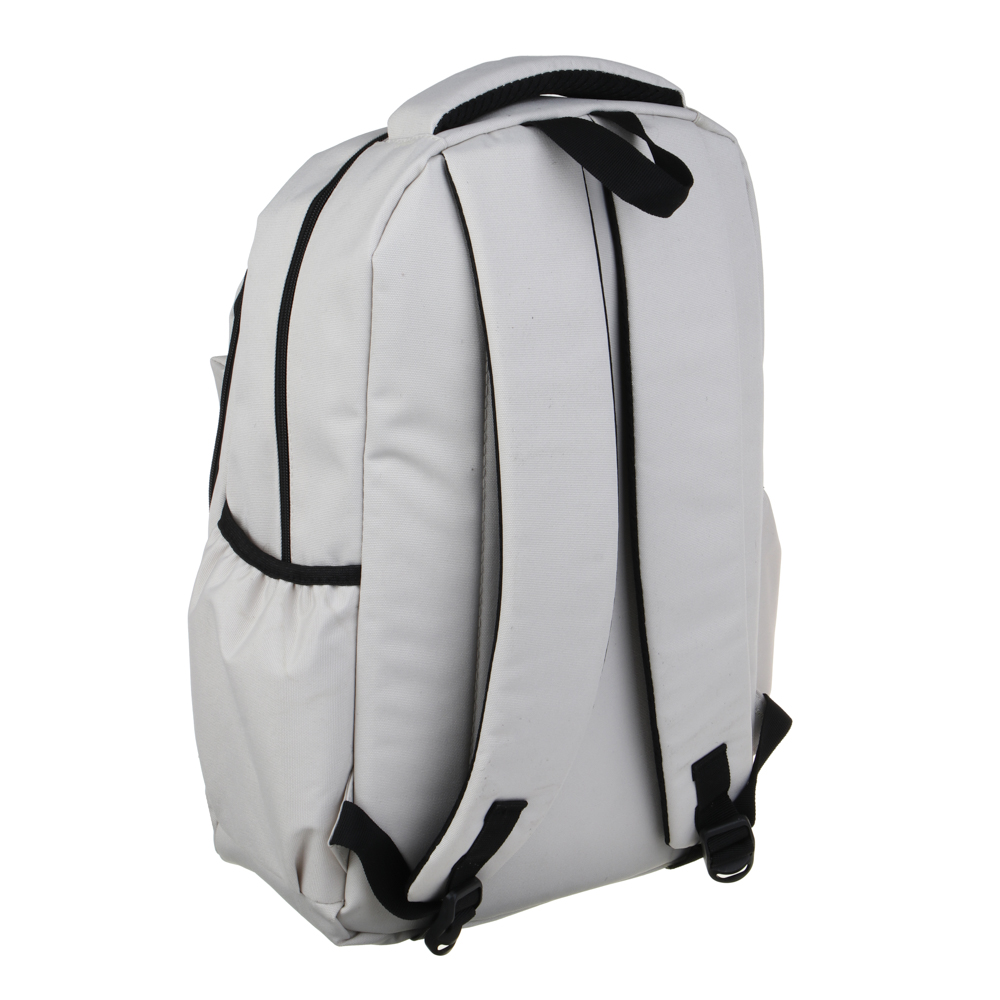 Рюкзак подростковый 44х28х17 см, 2 отделения, 4 кармана, ручка, нашивка, фактурный полиэстер, отделка искусственной кожей, бежевый, арт.№ 576-080