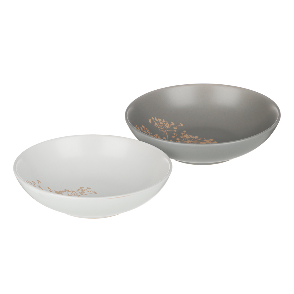 Набор посуды 12 пр. тм MILLIMI (тар19,5см*4, 20см*2, салатн14см*2, кружка340мл*4) керамика,сер.,бел., арт.№ 824-271