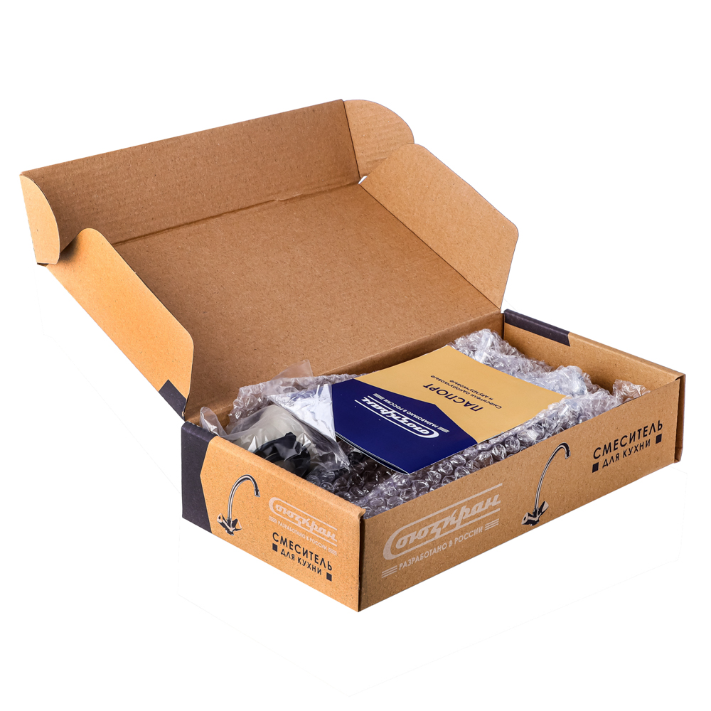 СоюзКран Смеситель для кухни, поворотный излив 20см, керам. кран-буксы 1/2, хром, цинк, SK01-T217, арт.№ 566-057