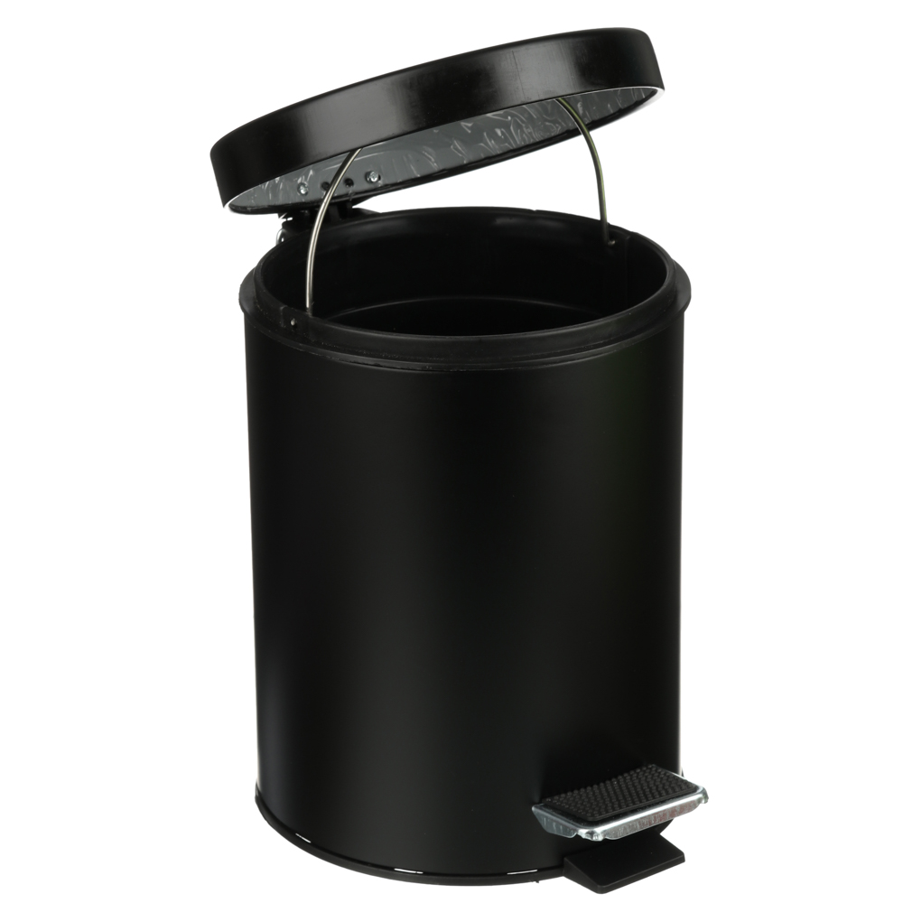 SonWelle Ведро с педалью для ванной комнаты, 5л, металл, черный, арт.№ 543-002