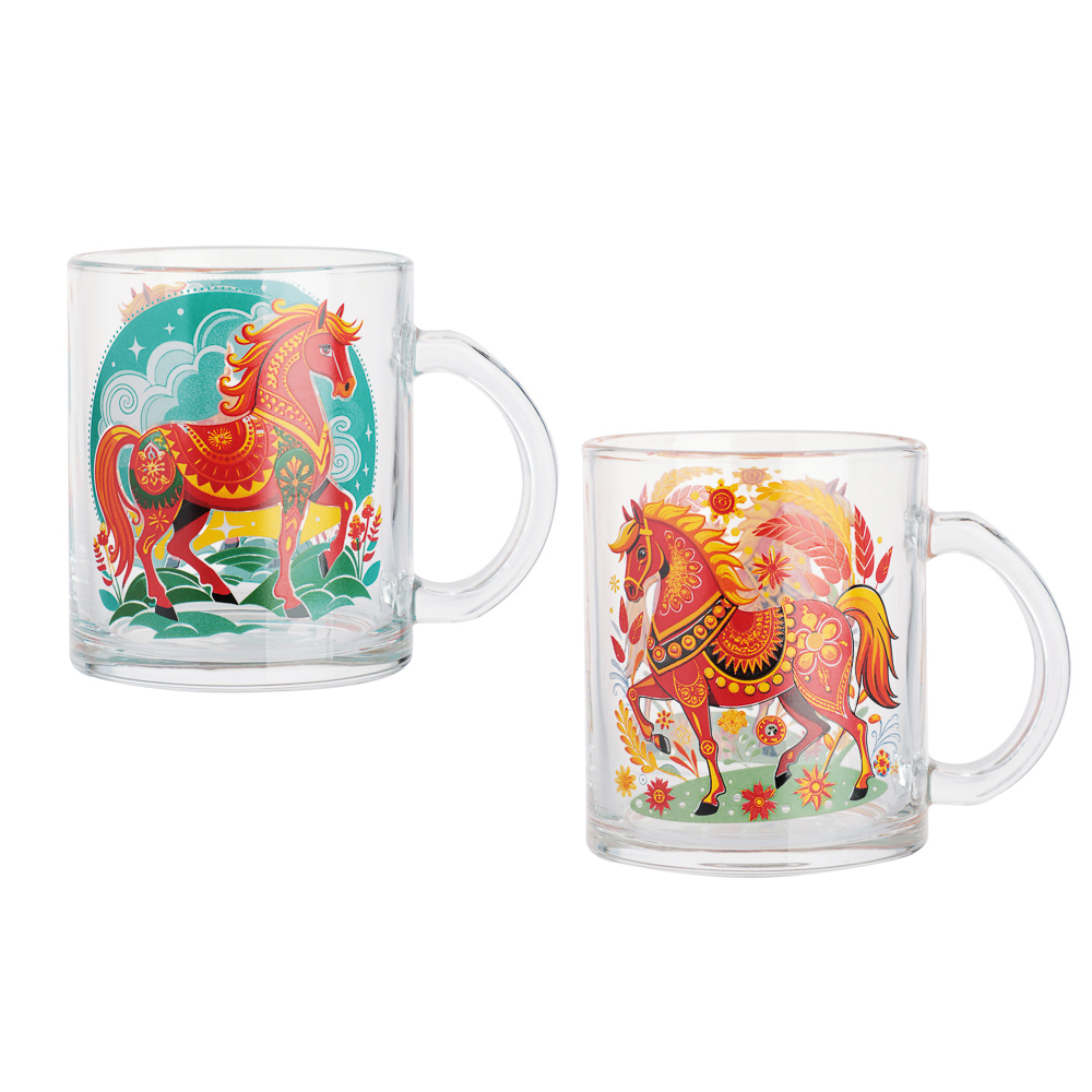 Хохлома Кружка 320мл, стекло, 2 дизайна, арт.№ 820-471