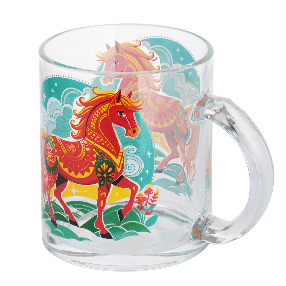 Хохлома Кружка 320мл, стекло, 2 дизайна, арт.№ 820-471