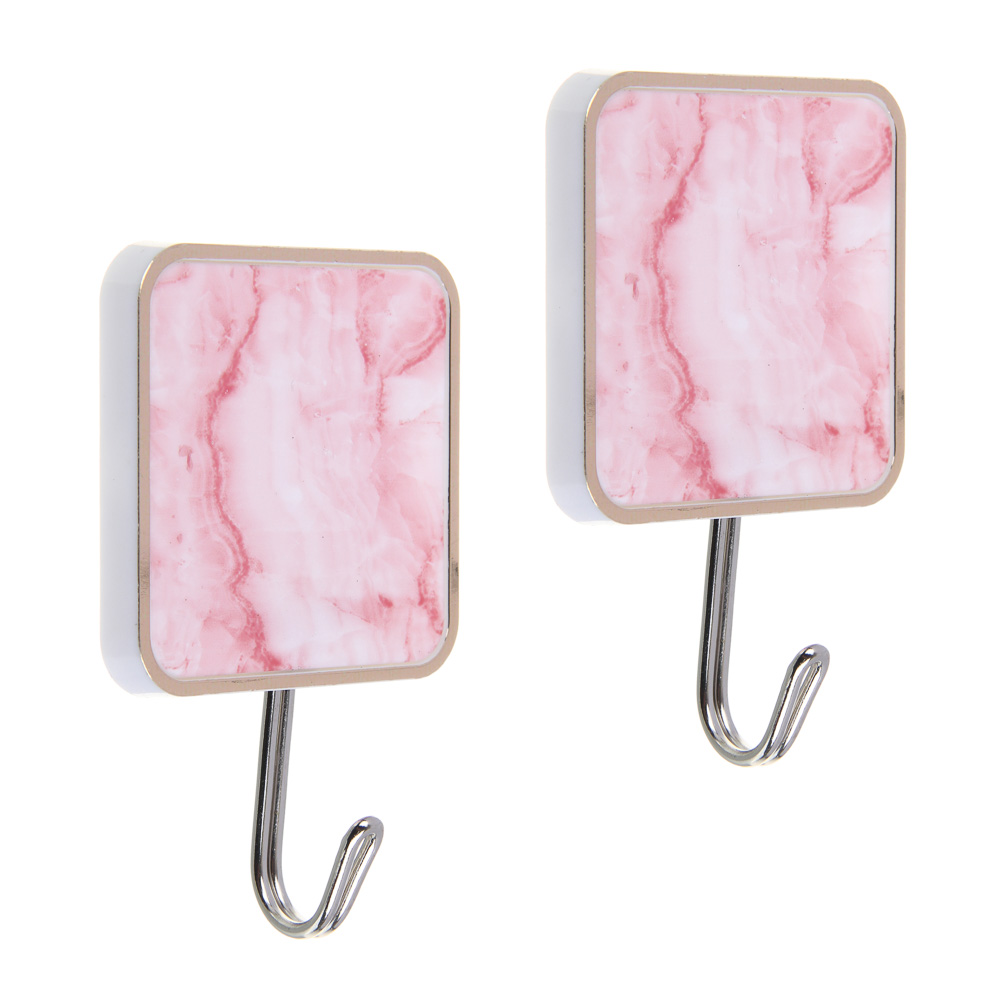 VETTA Крючки самоклеящиеся "Красный мрамор", 2шт., пластик, металл, арт.№ 440-009