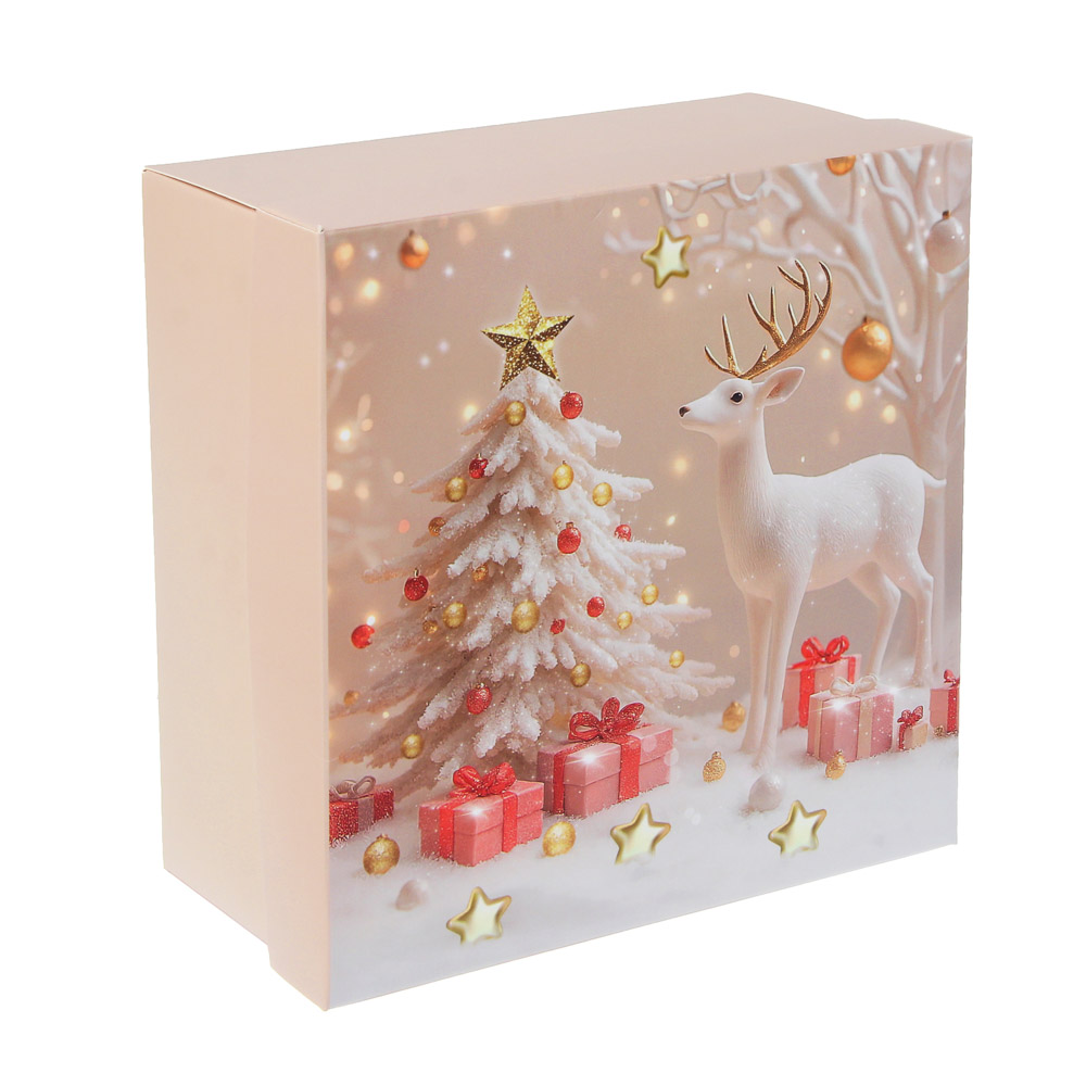 Коробка складная, 19,5x19,5x9,5см, бумага, арт.2, 4 дизайна, арт.№ 207-237