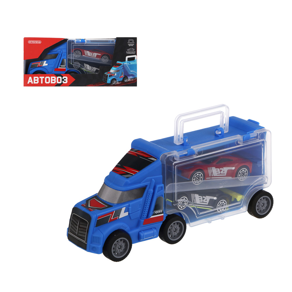 ИГРОЛЕНД Автовоз с двумя машинками, ABS, 16,5х7,2х5 см, 3 дизайна, арт.№ 292-492