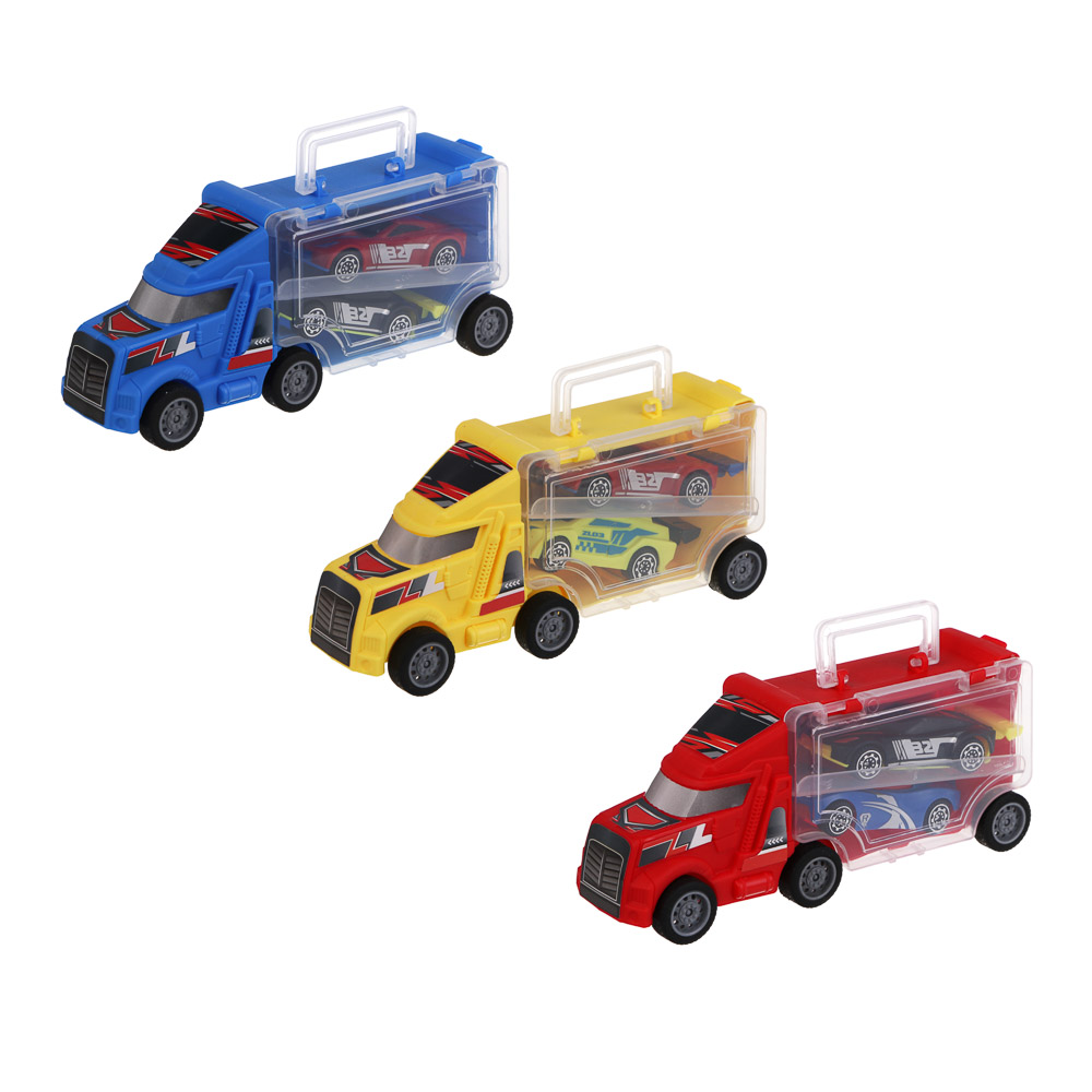 ИГРОЛЕНД Автовоз с двумя машинками, ABS, 16,5х7,2х5 см, 3 дизайна, арт.№ 292-492