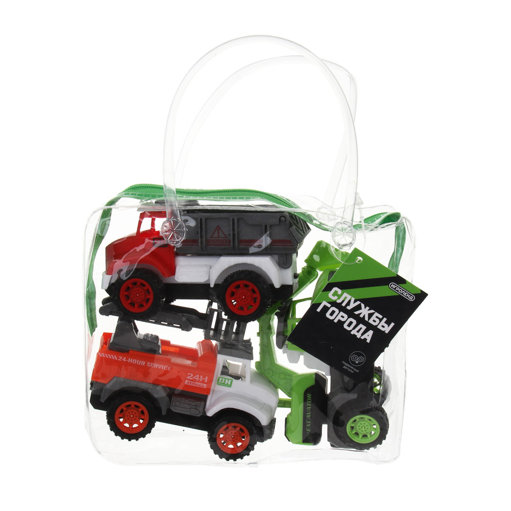 ИГРОЛЕНД Набор машинок 3 шт "Службы города", РР, РVC, 18х6х21 см, 2 дизайна, арт.№ 292-493