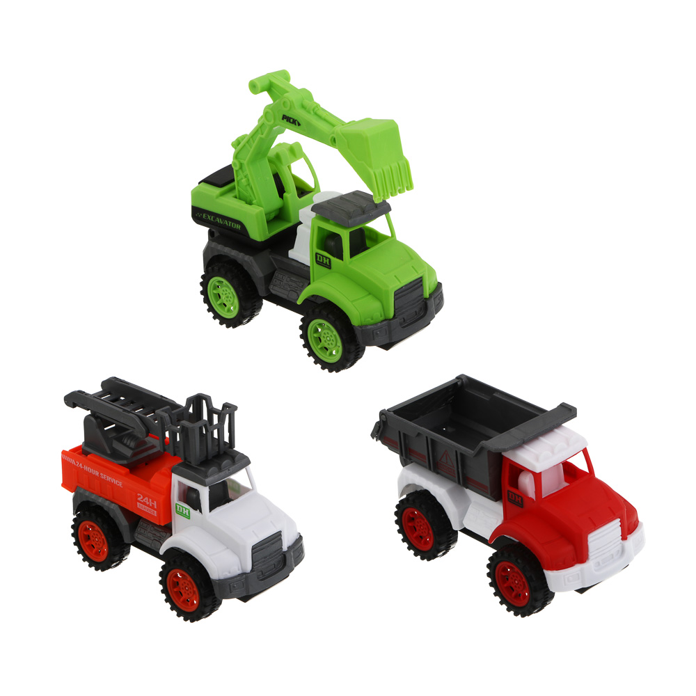 ИГРОЛЕНД Набор машинок 3 шт "Службы города", РР, РVC, 18х6х21 см, 2 дизайна, арт.№ 292-493