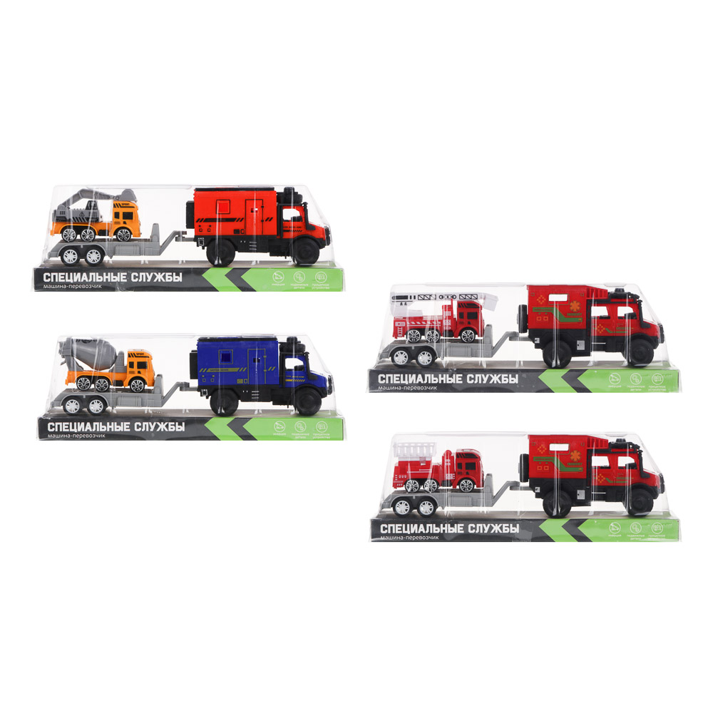 ИГРОЛЕНД Машина-перевозчик "Специальные службы", инерция, PP, 24,7х7х9 см, 4 дизайна, арт.№ 292-494