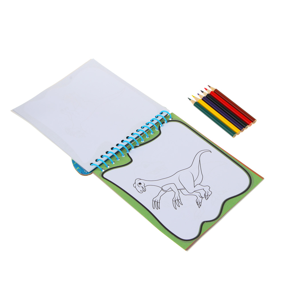 ЯЩЕРЫ Набор для раскрашивания: раскраска на спирали, 6 деревянных цв.мини карандашей в ПВХ пенале, арт.№ 524-232