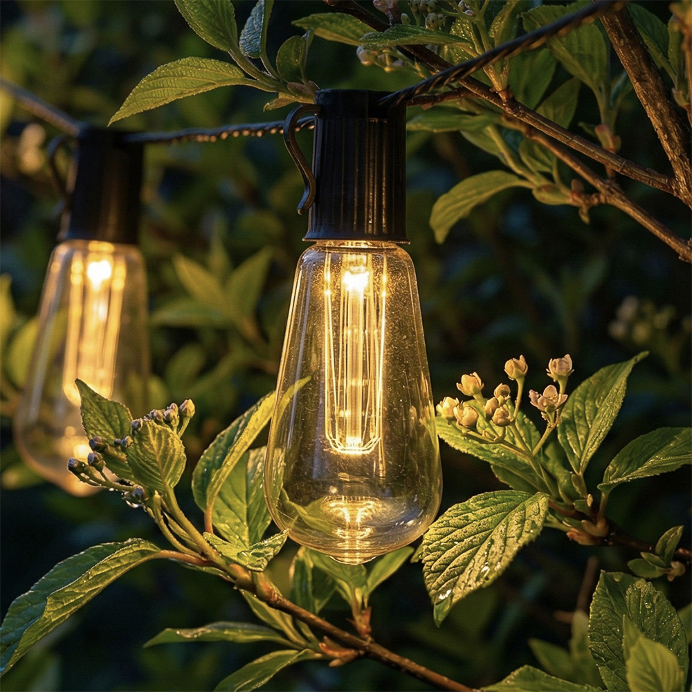 Гирлянда уличная на солнечной батарее 6,3 м INBLOOM, 20 LED, свечение шампань, 8 режимов, ABS, 1xAAA 600 мАч, IP44, арт.№ 185-047