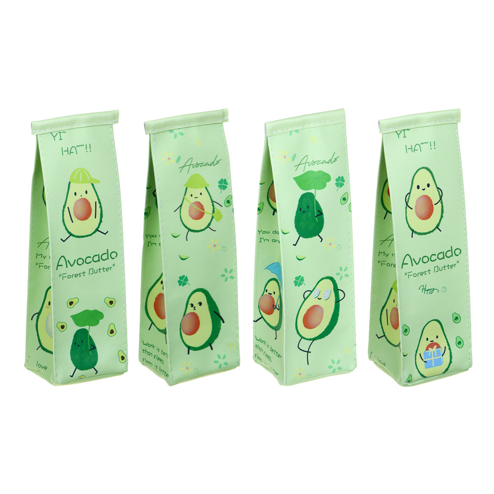 Пенал в форме пакета молока, 22х6х6см, 1 отд., искусств.кожа с печатью "Авокадо", 4 дизайна, пакет, арт.№ 238-423