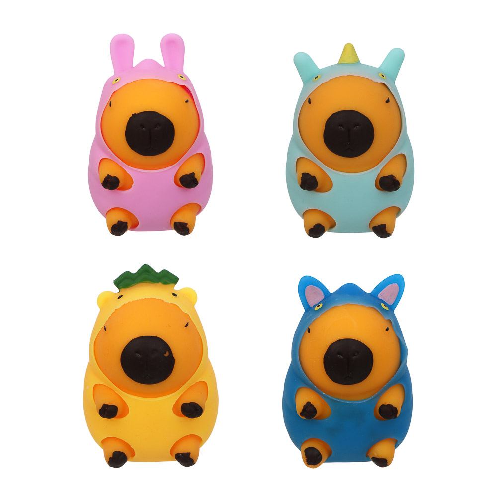 ИГРОЛЕНД Игрушка-антистресс, мялка "Капибара в костюмчике", 10х6,5см, TPR, 4 дизайна, арт.№ 297-177